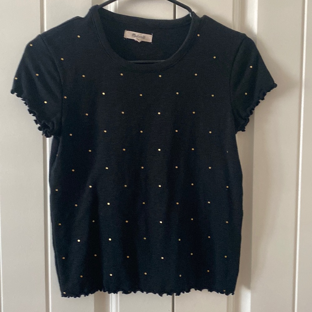 Madewell Shirt Black & Gold Dots Size S